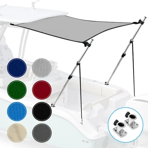 Miniatura 11 de Extensión universal de sombra en T para barcos, toldo de barco, postes telescópicos ajustables, cubierta de barco marina 900D a prueba