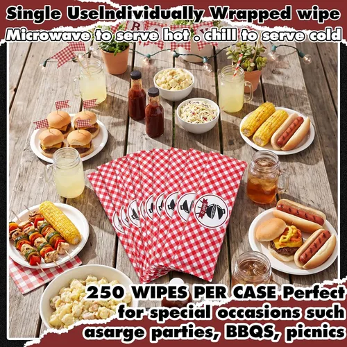 Miniatura 3 de Siifert Siifert 250 Pcs Baby Q Wet Wipes Bulk Barbecue Hand Wipes Individually Disposable Cleaning Wrapped Hands Grill for Outdoor Crawfish Seafood
