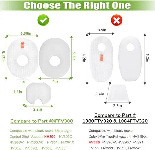 Miniatura 5 de Filtro de repuesto para Shark Rocket HV301 HV30126 HV300 HV302 HV292 HV305 HV307 HV310 UV450 CS100 QS302 Ultra Light con cable, 4 filtros de espuma