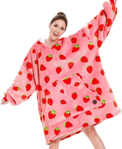 Miniatura 14 de Three Poodle - Manta con capucha portátil para niños, sudadera de sherpa de gran tamaño con capucha gigante, manta con capucha cálida y acogedora