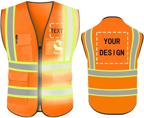 Miniatura 11 de Chaleco de Seguridad de Alta Visibilidad con Alta Reflectividad, Ropa de Trabajo de Seguridad Personalizada con Logotipo, Tiras Reflectantes