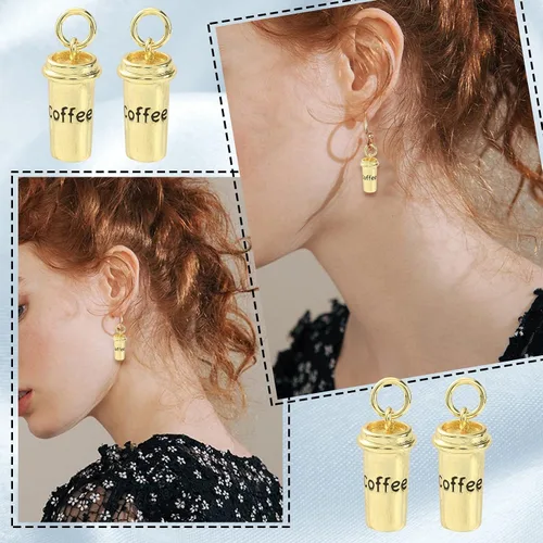 Miniatura 6 de LiQunSweet 10 dijes dorados para taza de café para hacer joyas, amantes de la oferta, manualidades, collares, llaveros