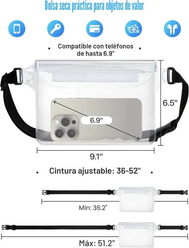 Miniatura 4 de F-color Riñonera impermeable – Cruise Essentials 2026 – Bolsa impermeable con correa ajustable en la cintura, bolsa seca enrollable con triple
