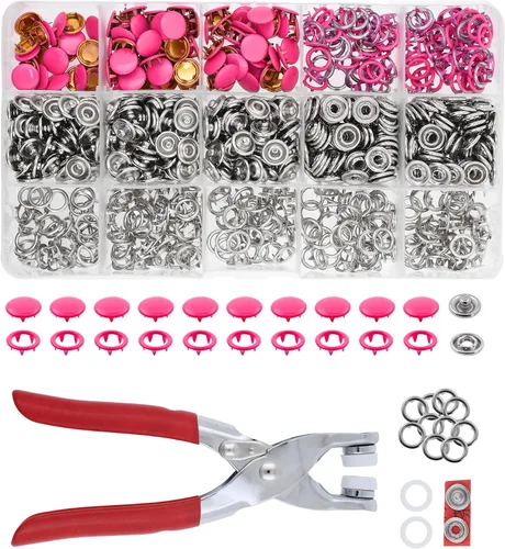 Miniatura 25 de Kit de botón de presión de metal Mandala Crafts - Botones a presión y herramienta de cierre a presión - Cierres coloridos de 9.5mm para coser, ropa