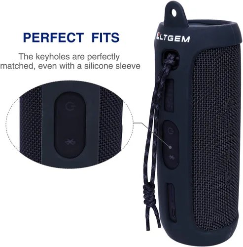 Miniatura 6 de LTGEM - Funda de silicona compatible con JBL FLIP 5 Altavoz Bluetooth portátil impermeable, carcasa rígida, bolsa de almacenamiento de transporte