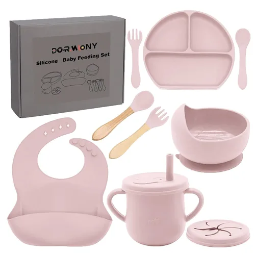 Miniatura 19 de Juego de alimentación para bebés 100% de silicona, sin BPA, con ventosa, plato dividido, juego de platos de autoalimentación para niños pequeños