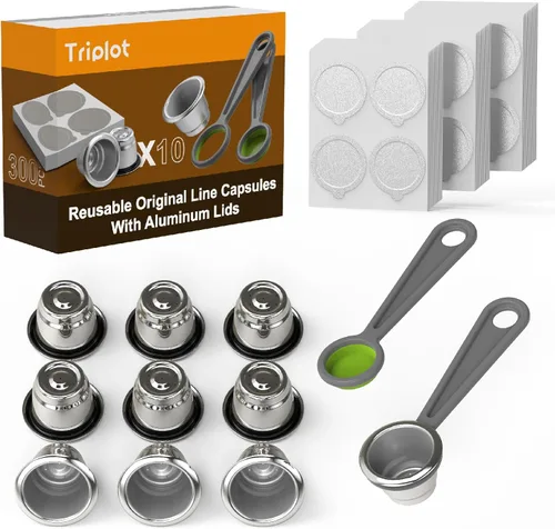 10 cápsulas reutilizables para Nespresso OriginalLine – Cápsulas de café recargables tazas de acero inoxidable compatibles con máquina Nespresso