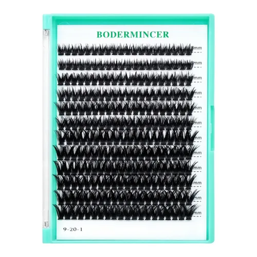 Miniatura 25 de Bodermincer - Bandeja grande de 240 pestañas de rizo D de 0.3 a 0.8 pulgadas (8 a 20 mm) para elegir, pestañas postizas individual para maquillaje