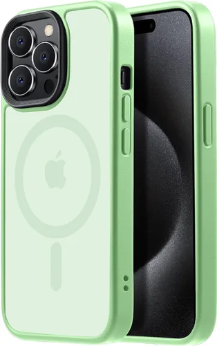 Miniatura 73 de Tigowos - Funda magnética para iPhone 15, resistente a las caídas, sensación de piel mate, a prueba de golpes, delgada, negro mate