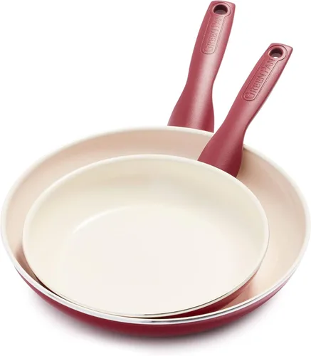 Miniatura 13 de GreenPan Rio Anodizado Duro Cerámico Saludable Antiadherente, Juego de 3 Sartenes de 7", 9.5" y 11 pulgadas, Mango de Agarre Suave, Sin PFAS, Apto