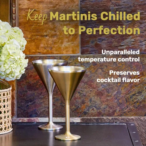 Miniatura 3 de NEWPORT Stemware Collection Premium Vacuum Insulated Stainless Steel Martini Glasses, Lightweight Margarita Glasses, Unbreakable & Stay Cold