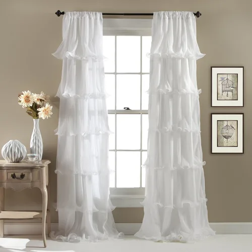 Miniatura 6 de Lush Decor Nerina - Panel individual de ventana con filtro de luz, 54 pulgadas de ancho x 84 pulgadas de largo, rosa - Cortinas con volantes