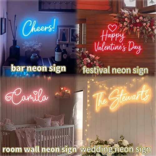 Miniatura 3 de Letrero de neón LED personalizado, regulable, luz de neón personalizada para decoración de pared de dormitorio, boda, fiesta de cumpleaños, bar