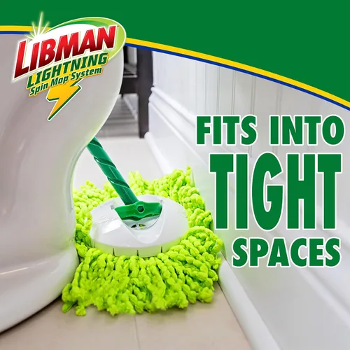 Miniatura 3 de Libman Lightning Spin Mop System Plus 1 cabezal de repuesto Trapeador y balde con juego de escurridor Trapeador de piso Trapeador giratorio