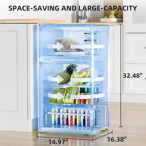 Miniatura 4 de Antarctic Star Mini refrigerador con congelador, refrigerador compacto de doble puerta, termostato ajustable, refrigerador pequeño para dormitorio