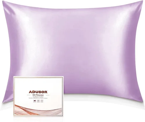 Miniatura 18 de Adubor Funda de almohada 100% de seda, fundas de almohada de seda de morera, 22 fibras de grado Momme 6A, funda de almohada de seda para la salud