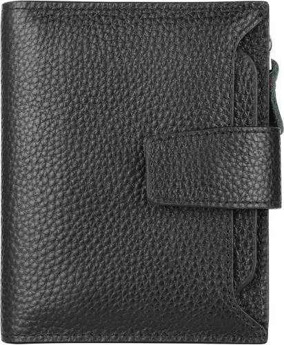 Miniatura 16 de Lavemi Pequeña cartera compacta para mujer, con bloqueo RFID, de piel auténtica, plegable, con ventanas de identificación