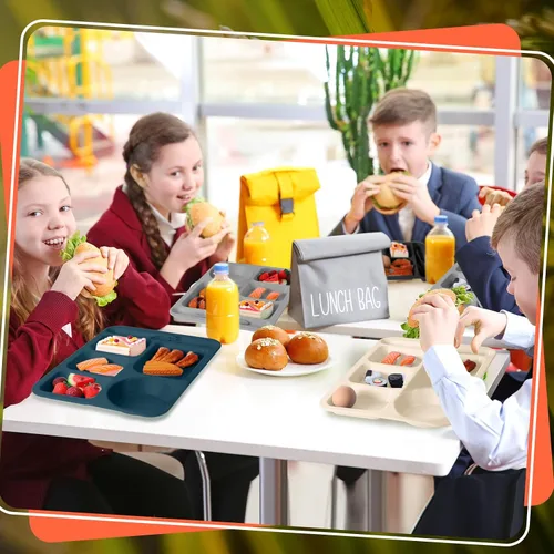 Miniatura 3 de Uiifan 16 platos divididos de trigo grandes de 14.2 pulgadas para adultos, bandejas irrompibles con compartimentos, platos, bandejas de cafetería