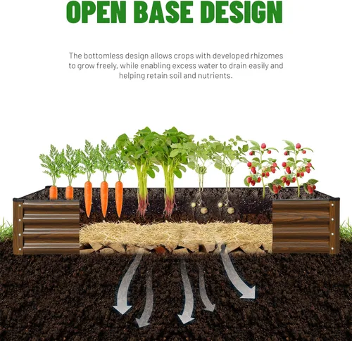 Miniatura 4 de SnugNiture Cama de Jardín Elevada Galvanizada 8x4x1 Pies Caja de Plantación de Metal al Aire Libre Gran Kit de Acero para Cultivar Vegetales, Flores