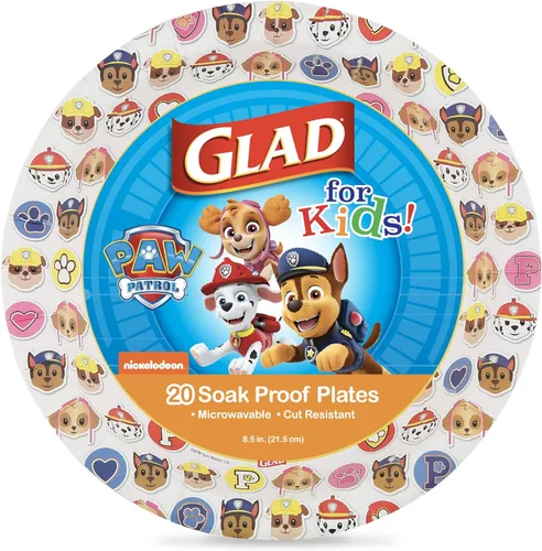 Miniatura 7 de Glad Platos de papel desechables para niños de Paw Patrol, platos infantiles a prueba de remojo y resistentes a cortes, aptos para microondas
