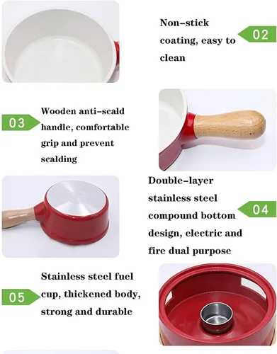 Miniatura 4 de Juego de fondue de queso, juego de fondue de aleación de aluminio, incluye ollas de cerámica, olla de porcelana de primera calidad para queso