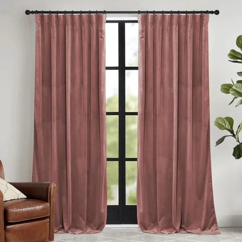Miniatura 25 de RYB HOME Cortinas elegantes de terciopelo verde de 108 pulgadas de largo, bloqueo de luz, aislamiento térmico, elegantes cortinas de terciopelo