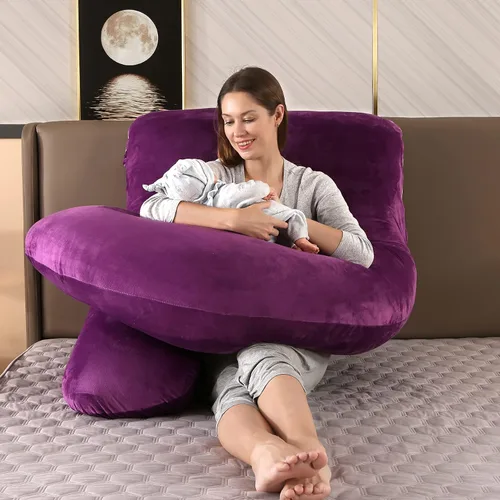 Miniatura 2 de BATTOP Almohadas de embarazo para dormir, almohada de cuerpo completo para mujeres embarazadas con funda extraíble, soporte para espalda, caderas