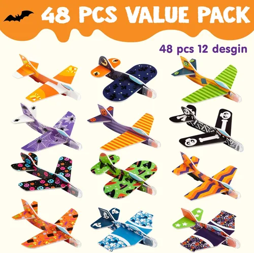 Miniatura 2 de JOYIN 48 aviones planeadores de espuma de Halloween para niños, planeadores de aviones de papel volador, juguetes a granel para regalos de fiesta
