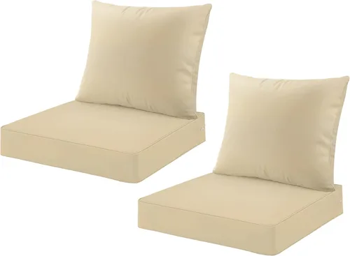 Miniatura 22 de ARTPLAN Juego de 2 cojines de asiento profundo con respaldo, cojines de sofá para exteriores para todo tipo de clima, tela de poliéster, espuma