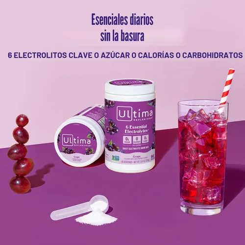 Miniatura 2 de Ultima replenisher Electrolyte polvo Nueva Fórmula, 1, 1 Zero Sugar Grape Hydration Powder with 6 Electrolytes & Minerals - Sugar Free