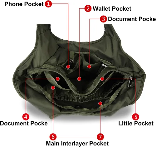 Miniatura 6 de ZOOEASS - Bolso grande de hombro para mujer, impermeable, multifunción, de nailon, para viaje