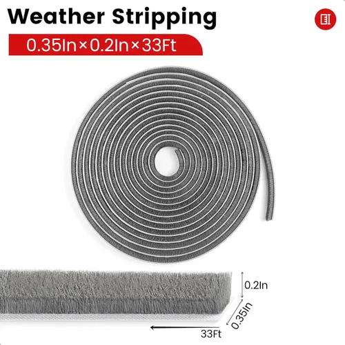 Miniatura 2 de Burlete impermeable para puertas y ventanas, tira de sellado de cepillo, adhesivo fuerte, resistente a la intemperie, a prueba de polvo