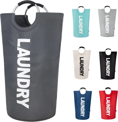 Miniatura 20 de Twira Cesta de lavandería grande de 90 litros, cesta de lavandería que se mantiene bien, bolsa de lavandería con asas acolchadas, contenedor de ropa