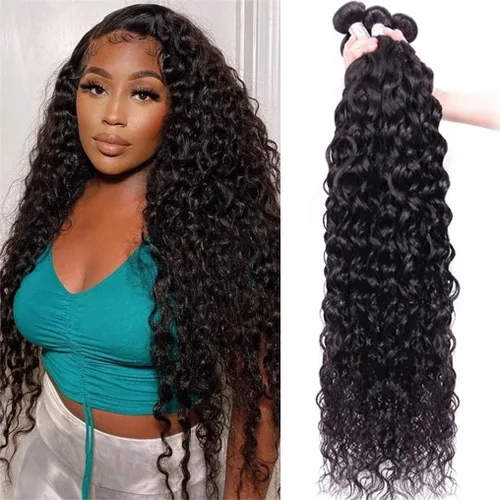 Miniatura 12 de Paquetes de cabello humano onda de agua 4 paquetes 10 12 14 16 pulgadas 10A brasileño virgen rizado profundo paquetes 100% sin procesar mojado