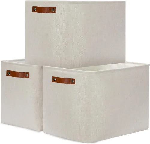 Miniatura 60 de DULLEMELO Juego de 4 cubos de almacenamiento, cesta de almacenamiento de tela para estantes, armario, cuarto del bebé, almacenamiento de juguetes