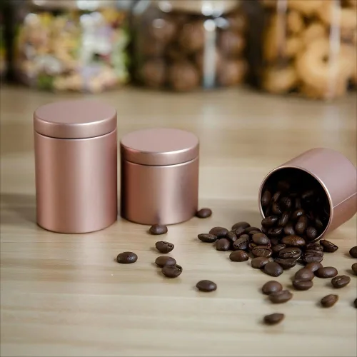 Miniatura 4 de Caja de lata pequeña con tapas herméticas para almacenamiento de café, té, caramelos, almacenamiento de hojas sueltas, té, 5 unidades (dorado, S)
