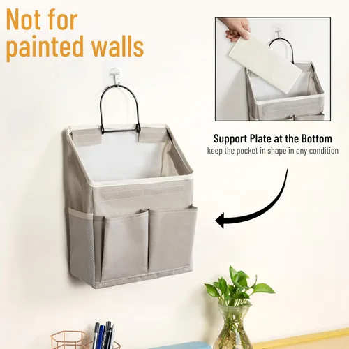 Miniatura 5 de 2 bolsas de almacenamiento para colgar en la pared, organizador de bolsillos de tela de lino para puerta pequeña, impermeable, multifuncional