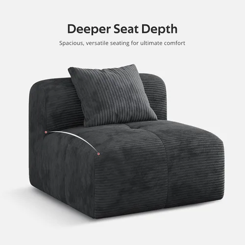 Miniatura 5 de Sofá Seccional Modular Moderno en Forma de L para Sala de Estar, Sofá de 3 Plazas de Gran Tamaño con Asiento Profundo y Otomana Móvil – Sin Montaje