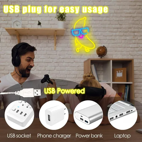 Miniatura 3 de Letrero de neón de plátano bailarín, luz de neón de plátano, letrero con luz LED para decoración de pared, regulable para arte de pared