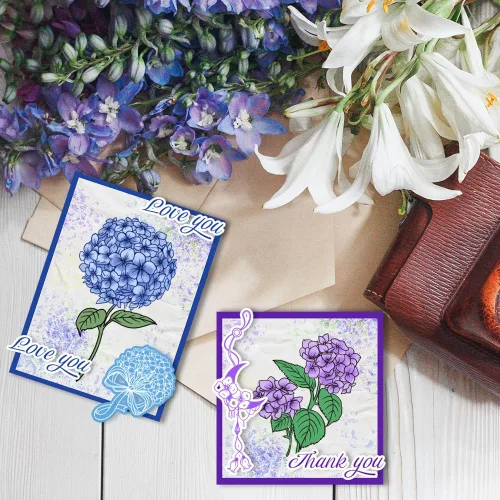 Miniatura 5 de PH PandaHall Sellos transparentes de hortensias, sellos de silicona con flores, sellos de goma para álbumes de fotos, tarjetas de vacaciones