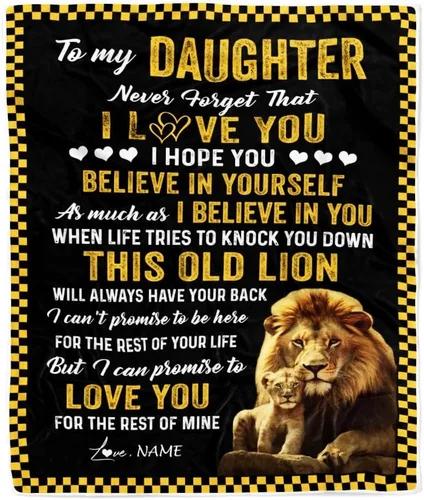 Miniatura 24 de Manta personalizada con texto en inglés «To My Amazing Daughter from Mom Dad Lion Never Forget I Love You Daughter», manta de forro polar