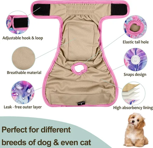 Miniatura 32 de Pañales lavables para perros, para hembras caninas, reutilizables, para periodo de celo, altamente absorbentes, para incontinencia, con broches