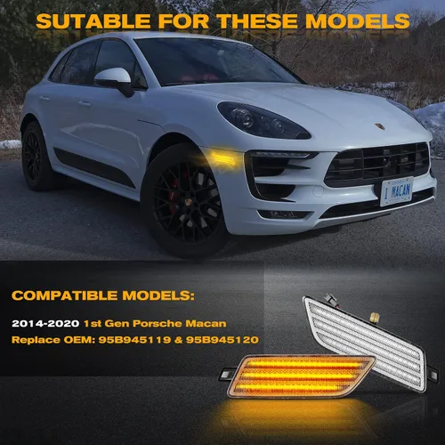 Miniatura 4 de POPMOTORZ Kit de luces de señalización lateral del parachoques delantero, kit de lámparas intermitentes LED ámbar completas para 2014-2022 Porsche