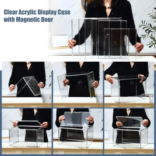 Miniatura 6 de Geetery Paquete de 8 organizadores de bolsos para armario, vitrina de acrílico transparente grande, caja de almacenamiento con puerta magnética