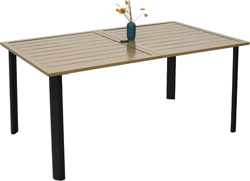 Miniatura 8 de Anmutig Mesa de patio pequeña cuadrada de 27.5 pulgadas con resistente a la intemperie para comedor al aire libre, color negro