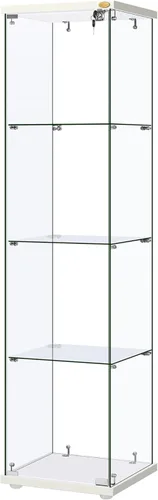 Miniatura 10 de VIVOHOME Gabinete de exhibición de vidrio de 2 capas con cerradura, 15.7" x 15.7" x 31.9" (ancho x profundidad x altura), vidrio templado, base