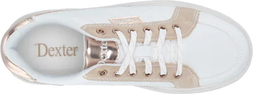 Miniatura 8 de Dexter Groove IV - Zapatos de boliche para mujer color blanco nobuck oro rosa