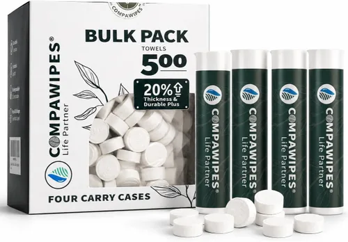 500 toallas comprimidas – Toallas desechables de viaje, papel higiénico comprimido para senderismo, toallitas silvestres, papel higiénico compacto,