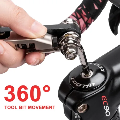 Miniatura 3 de Herramienta multiherramienta para bicicleta - Herramienta de cadena de bicicleta/Torx/Hex/Destornillador - Kit multiherramienta de bicicleta Negro