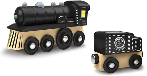 Miniatura 2 de MasterPieces Juego de 2 piezas de tren de madera, motor de vapor y coche de carbón Lionel Collector's - Juguete oficial para niños y niños